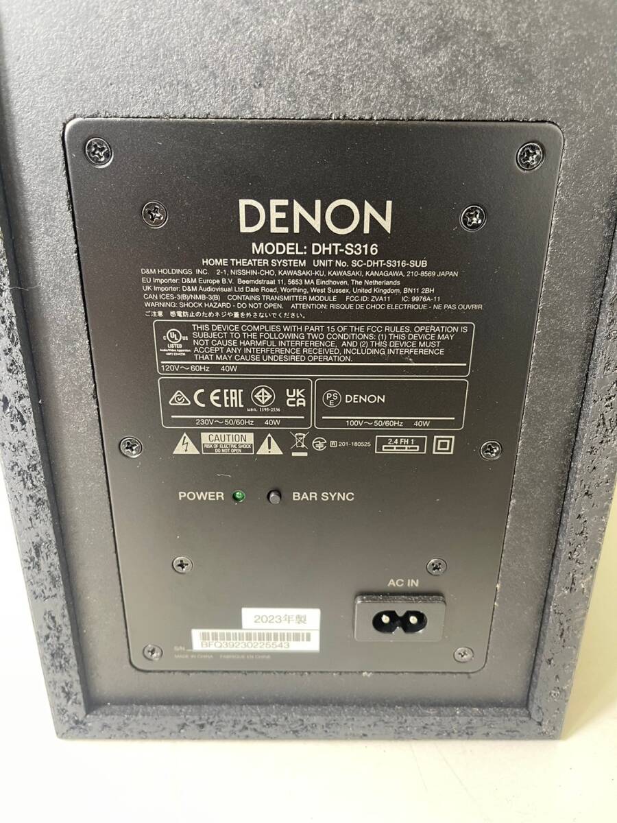 DENON デノン DHT-S316 サウンドバー ワイヤレスサブウーファー /SI6788-100＋120_画像7