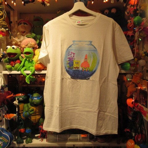 Spongebob★スポンジボブ★パトリック★水槽★Tshirt★Tシャツ★Lサイズ★ホワイト★人形★フィギュア★ぬいぐるみ★