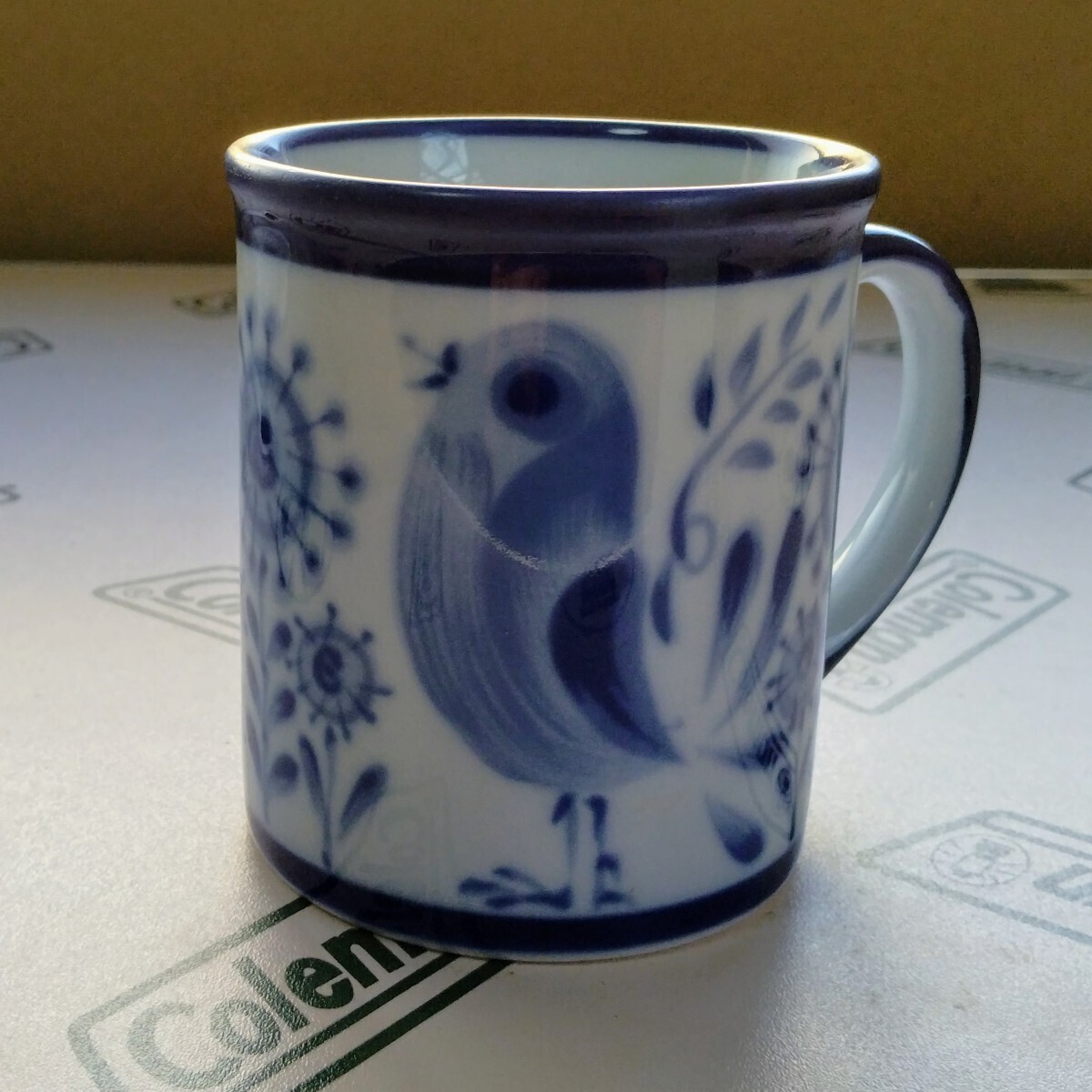 NORDIC マグカップ コーヒー 紅茶 鳥 タンポポ C.J.Peterson Nordic Hand Painted 北欧食器 ビンテージ プラ時の画像2