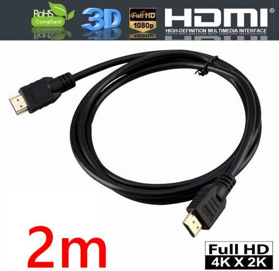 送料無料！HDMIケーブル 2m 金メッキ端子 Etherent/4K,2K対応 ハイスピード Ver1.4 ・ HDMI-2Mの画像1
