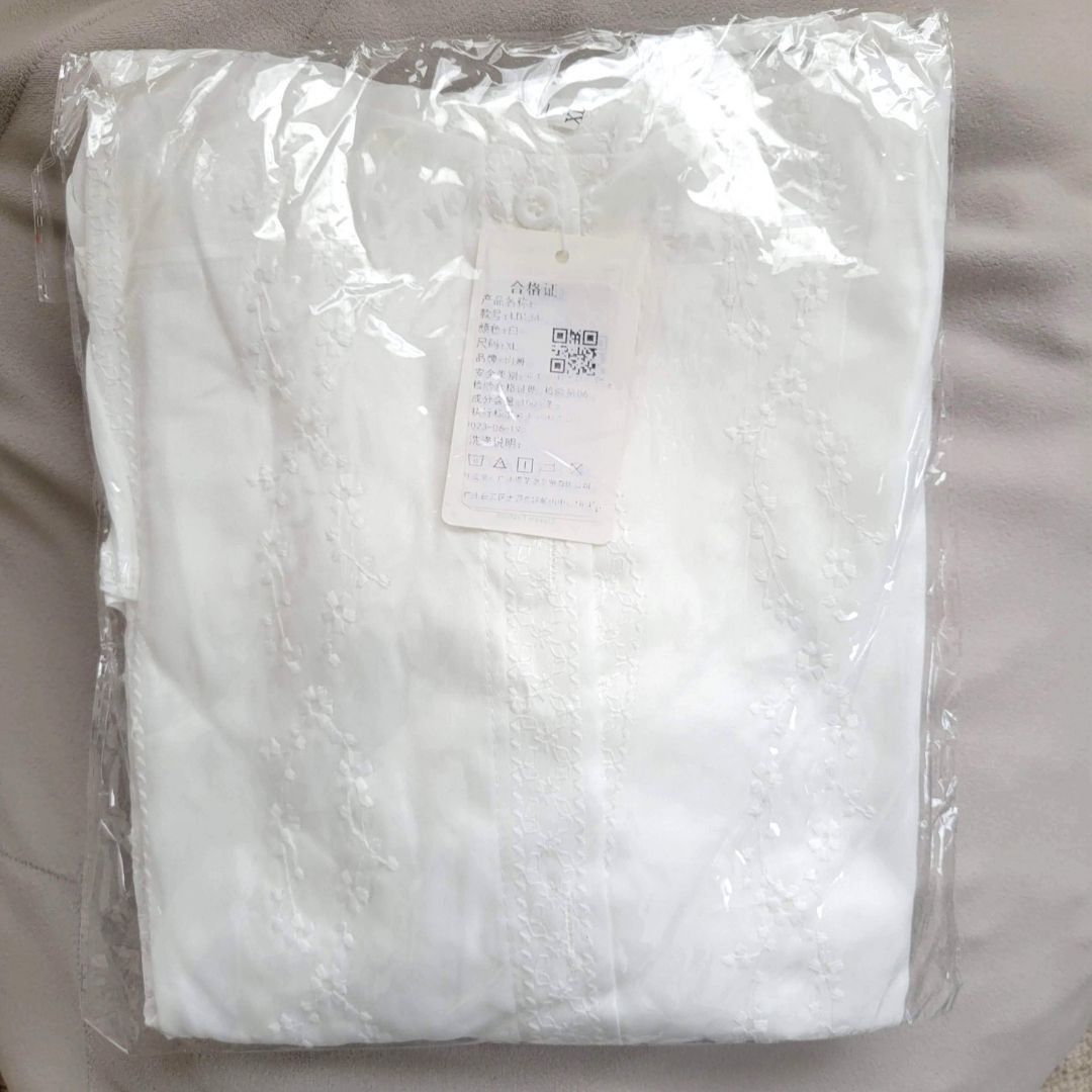 カーディガン　UVカット　透け感　体型カバー　フード付　韓国　白　ホワイト　XL