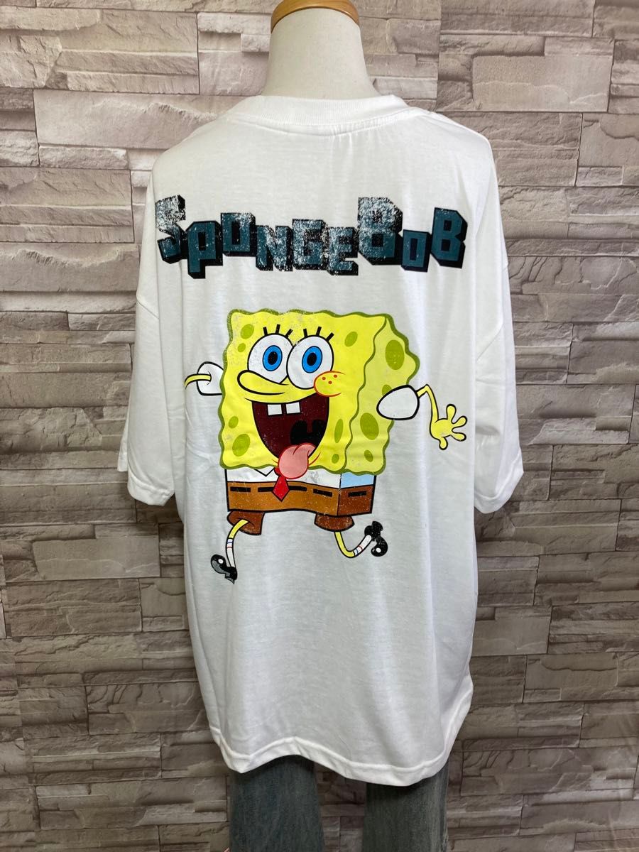 新品　スポンジボブ　半袖Tシャツ　SpongBob　オーバーサイズ　ホワイト