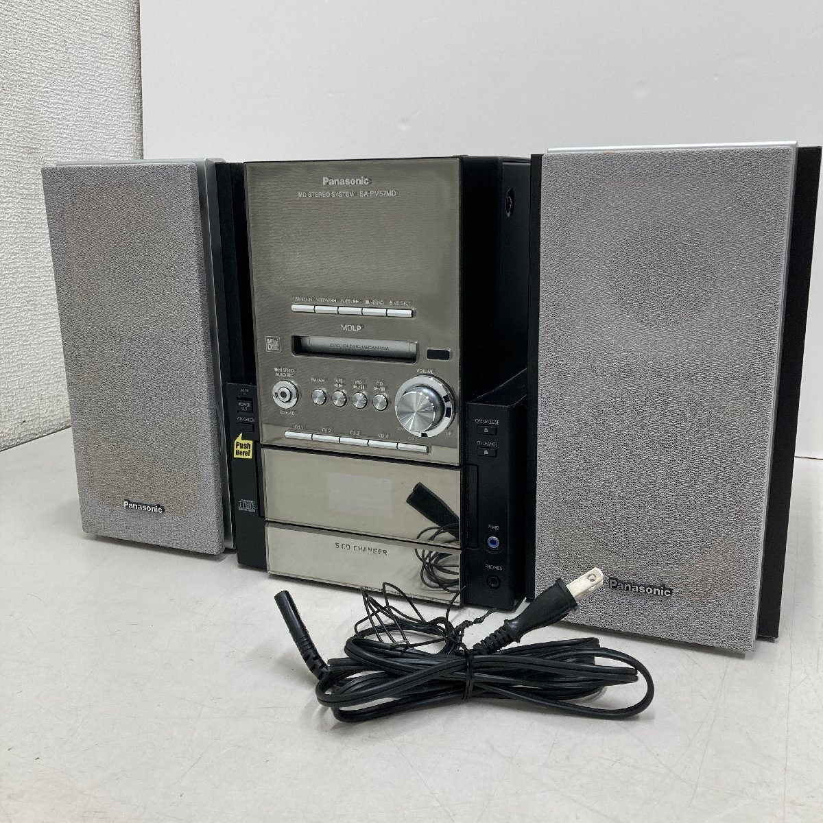 **[7] Panasonic MD stereo system player SA-PM57MD operation verification settled remote control lack 5CD MD cassette 06/041807m**