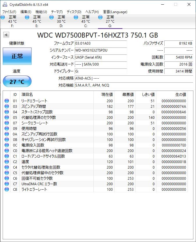 WD 内蔵中古2.5インチHDD 1TB&1TB&750G_画像4