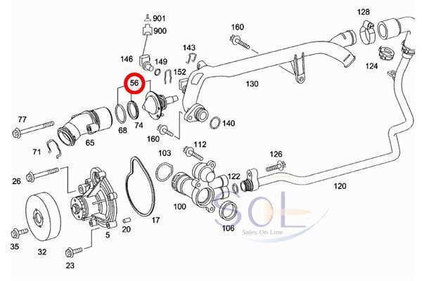 ベンツ W203 W204 R170 R171 W208 W209 サーモスタット C180 C200 C230 CLK200 SLK200 SLK230 2712030575 2712030375 2712000015_画像2