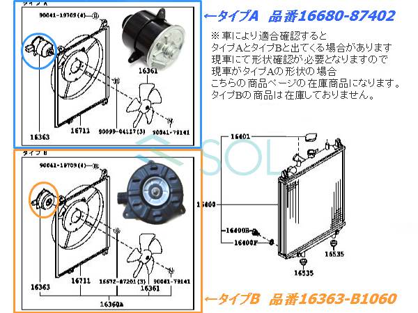 ダイハツ タント(L360S L350S) ビーゴ(J210G J200G) エッセ(L235S L245S) ラジエーター 電動ファンモーター 16680-87402 出荷締切18時_画像7