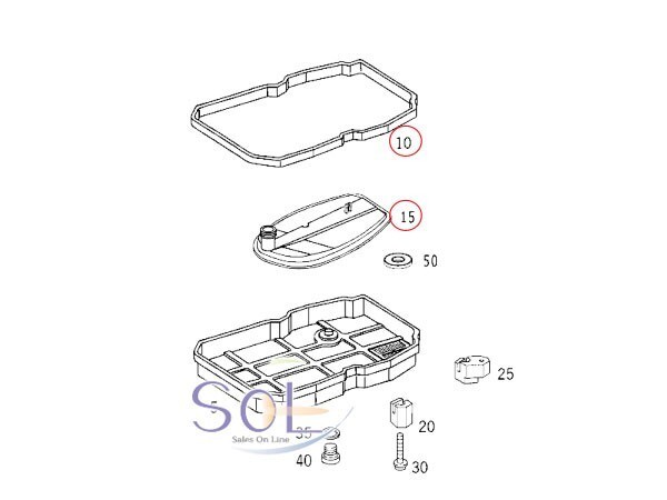 ベンツ R129 R230 ミッションカプラー オイルフィルター オイルパンガスケット 3点SET SL320 SL350 SL500 SL600 SL55 SL65 2035400253_画像3