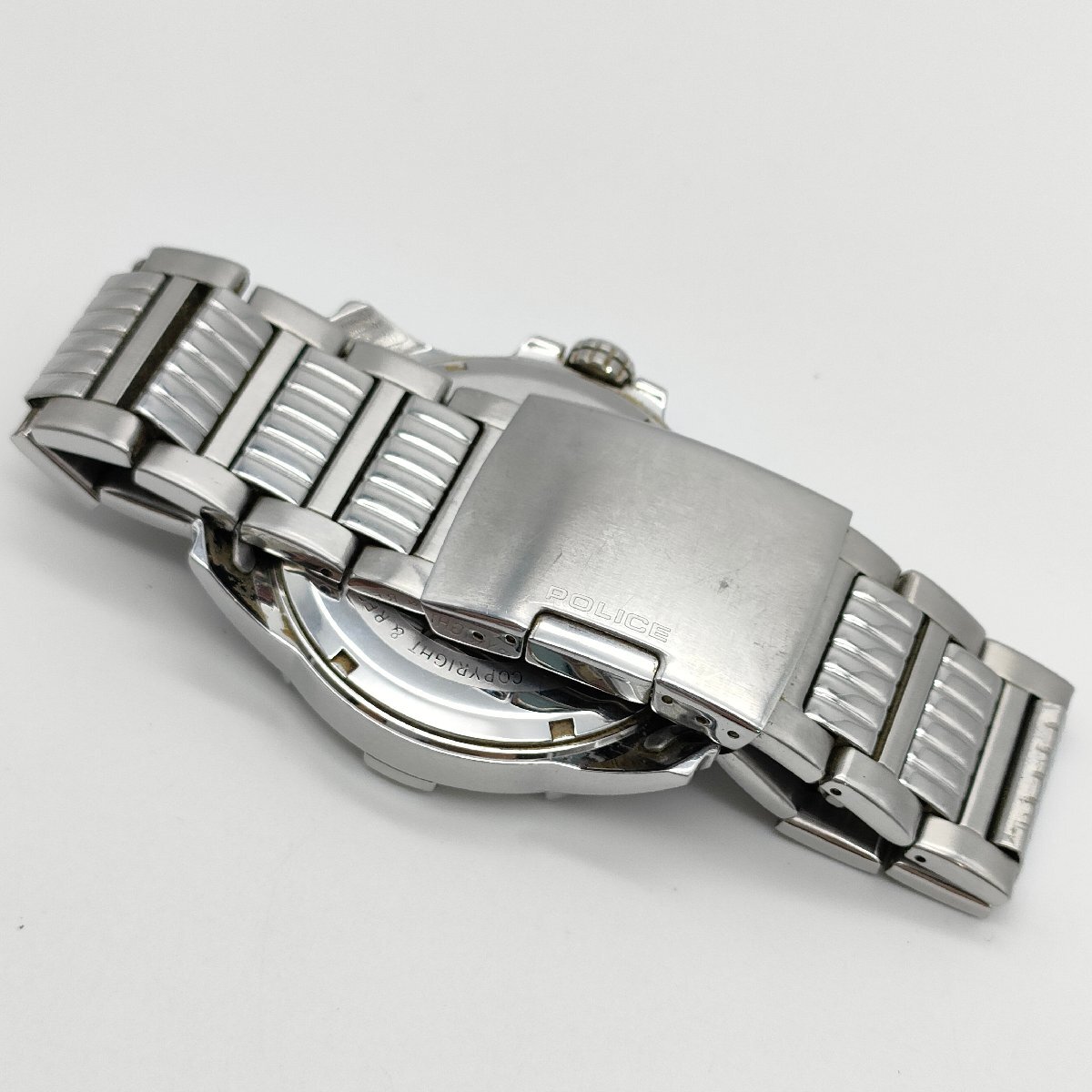 POLICE ポリス 12221J クォーツ メンズ 腕時計 QUARTZ シルバー メンズ 腕時計 ジャンク品 不動品 S742の画像4