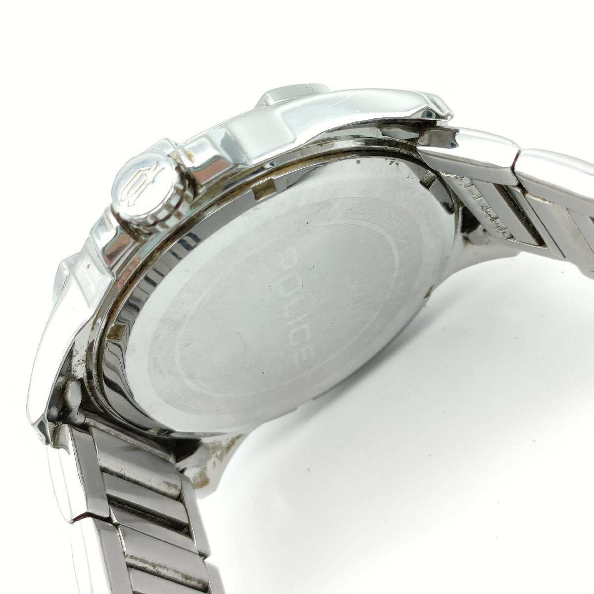 POLICE ポリス 12221J クォーツ メンズ 腕時計 QUARTZ シルバー メンズ 腕時計 ジャンク品 不動品 S742の画像6