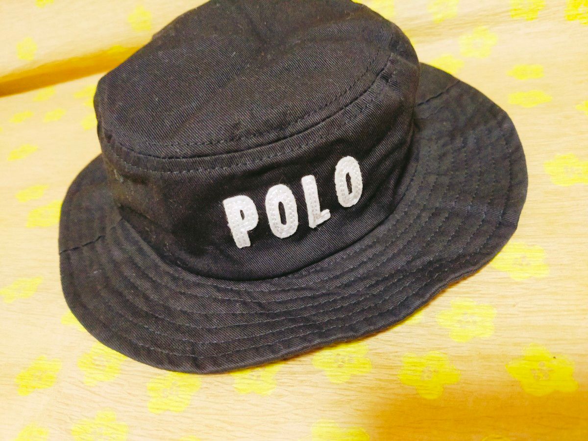 POLO　ポロベビー　ハット　キャップ　帽子　黒　ロゴ　48センチ