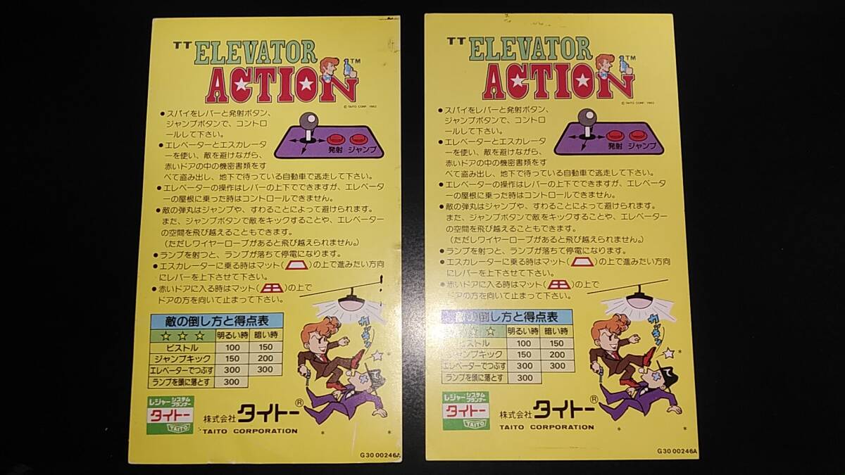 タイトー（TAITO) エレベーターアクション（ELEVATOR ACTION）純正インストの画像1