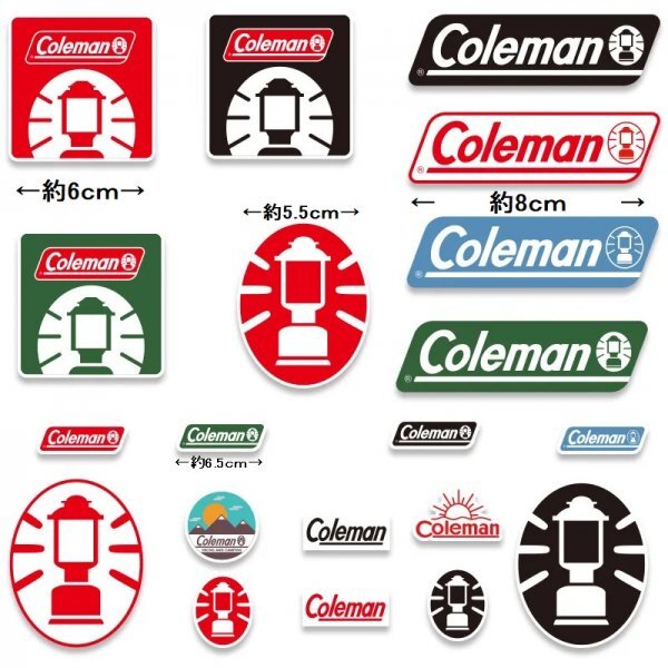 Coleman コールマン ステッカー 20枚 アウトドア シール キャンプ 車中泊 BBQ ナイフ テント cb缶 od缶 ランタン 折りたたみ 製 コンパクト_画像2