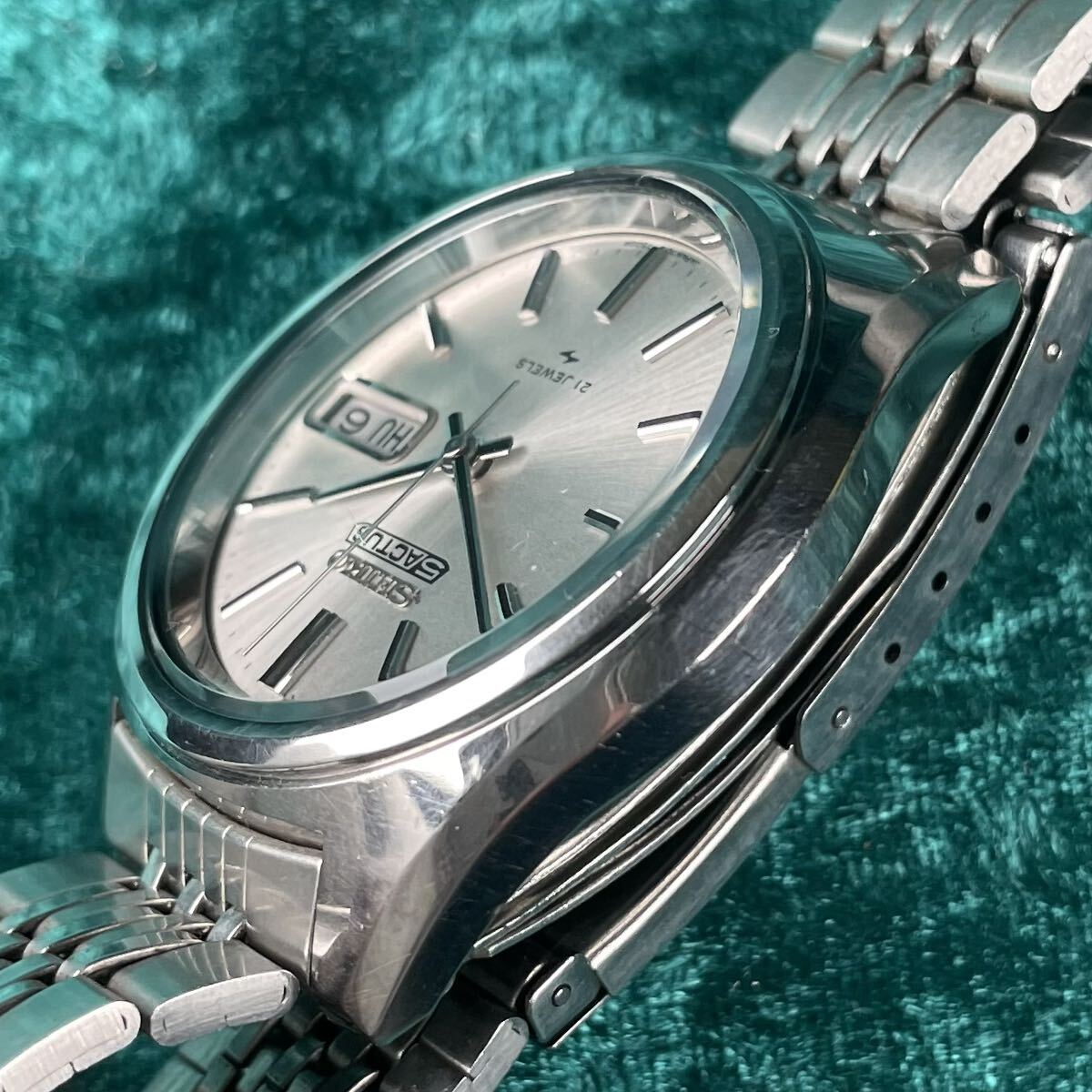 11ビンテージ OH済 精工舎SEIKO セイコー 5ACTUS 21石 7019-7060 ガラス新品交換済 オリジナルブレス 機械式自動巻 剣針の画像6