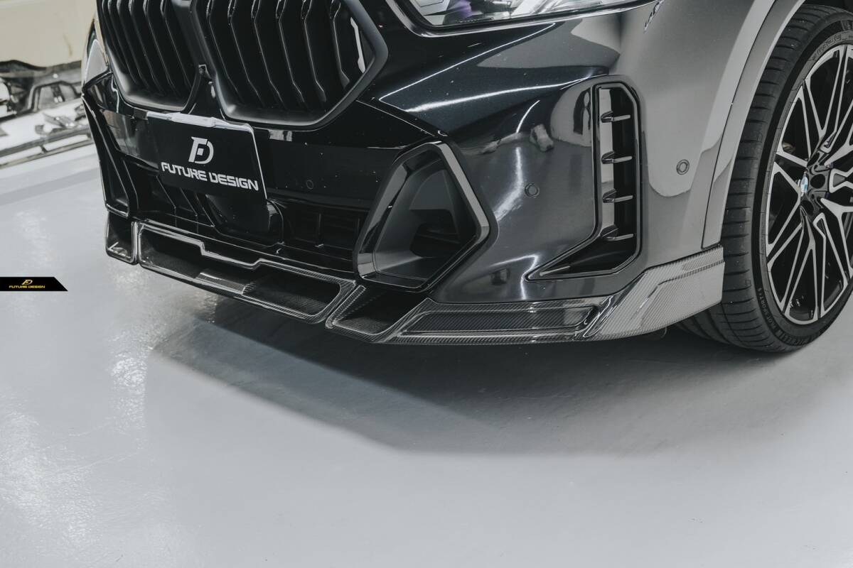 【FUTURE DESIGN 正規品】BMW Xシリーズ X6 G06 後期 Mスポーツ フロントバンパー用リップスポイラー 本物DryCarbon ドライカーボン_画像5