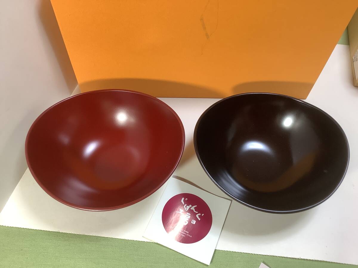 **.... atelier |... pair bowl (.*.) set | three . lacquer ware shop Aizu | unused storage goods 