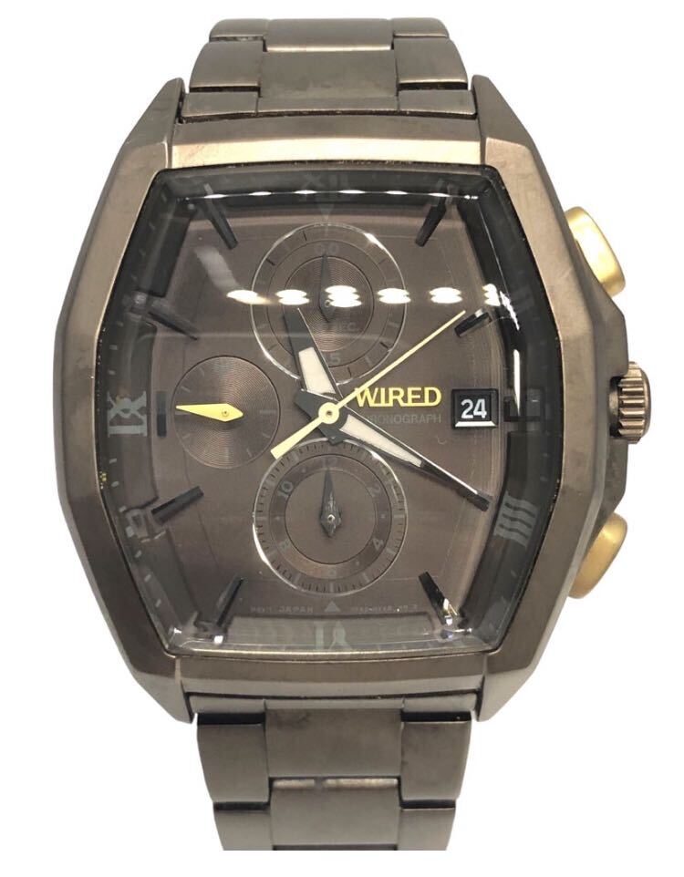 WIRED ワイアード SEIKO セイコー メンズ クォーツ式 腕時計 時計 7T92-0NZ0 クロノグラフ 時計 ブラウン 動作品 QZ デイト 稼働 _画像1