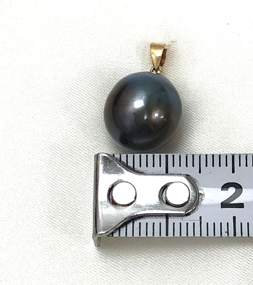 黒蝶貝南洋真珠　12.3mm K18金具　ブラックパール　ペンダントヘッド　18682207