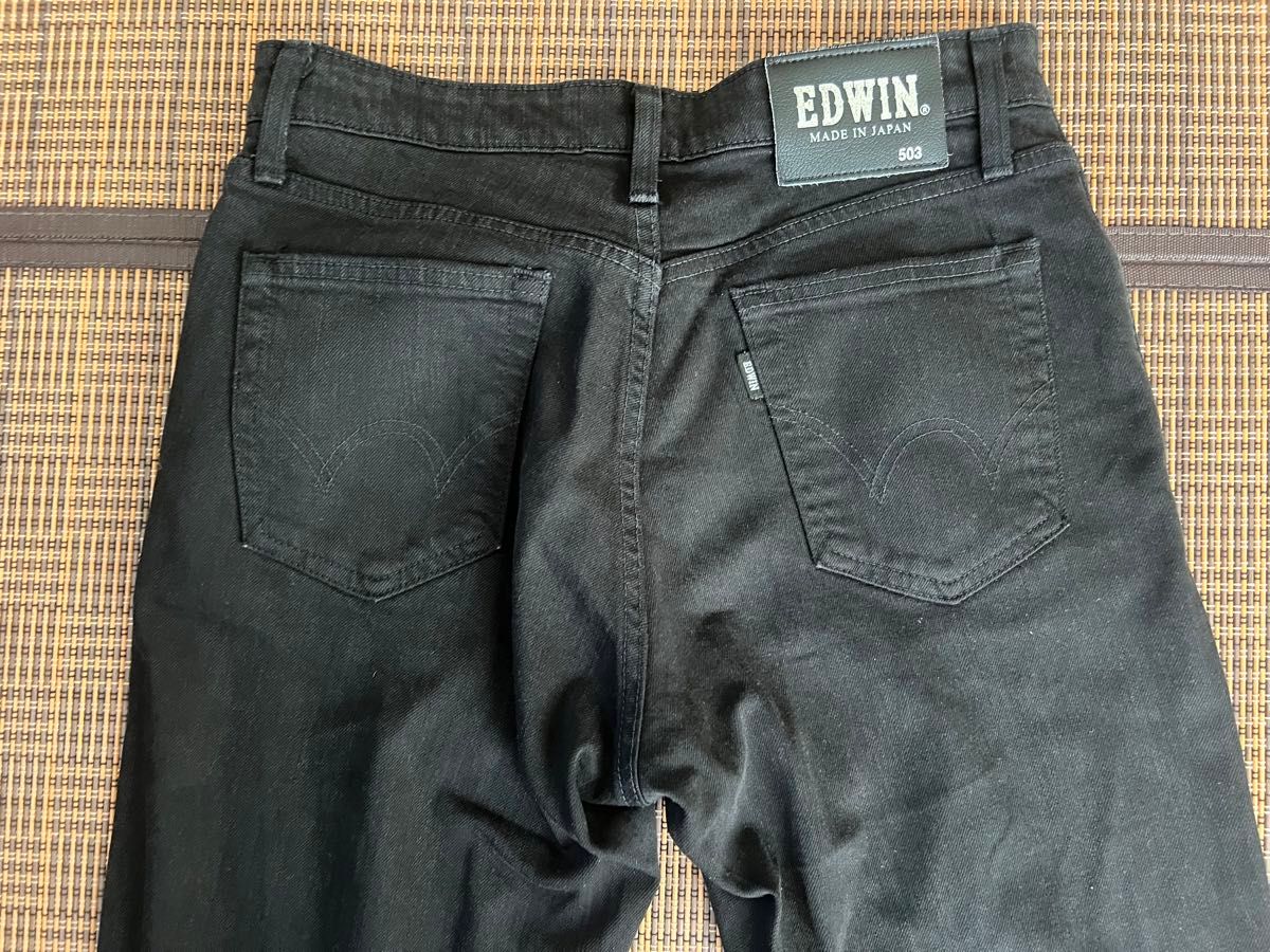 EDWIN ジーンズ ブラックデニム　503 エドウィン　レディースM〜L 28インチ　黒　美品　ストレート　綿