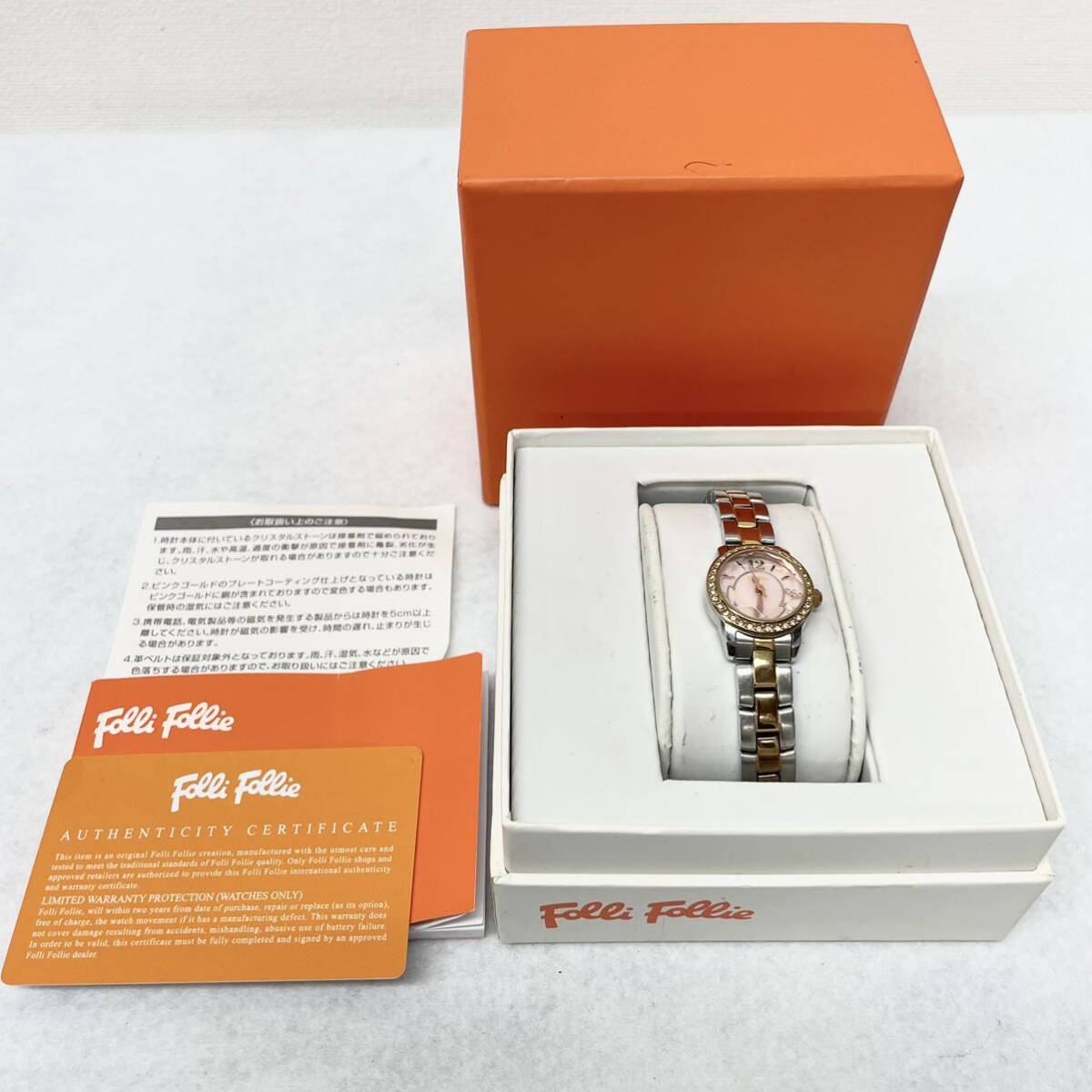 Folli Follie フォリフォリ レディース 腕時計 WF0A025BPZ クオーツ ラインストーン ゴールド/シルバー ピンクゴールド 箱 付属品付きの画像8