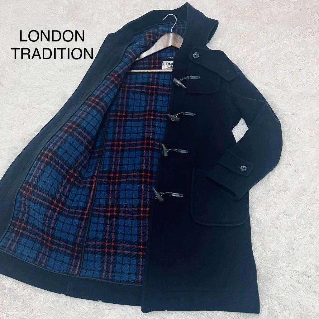 極美品 ロンドントラディション 【小粋なおしゃれ】 LONDON TRADITION ダッフルコート 英国製 relume別注 フード チェック アウター 38 M位の画像1