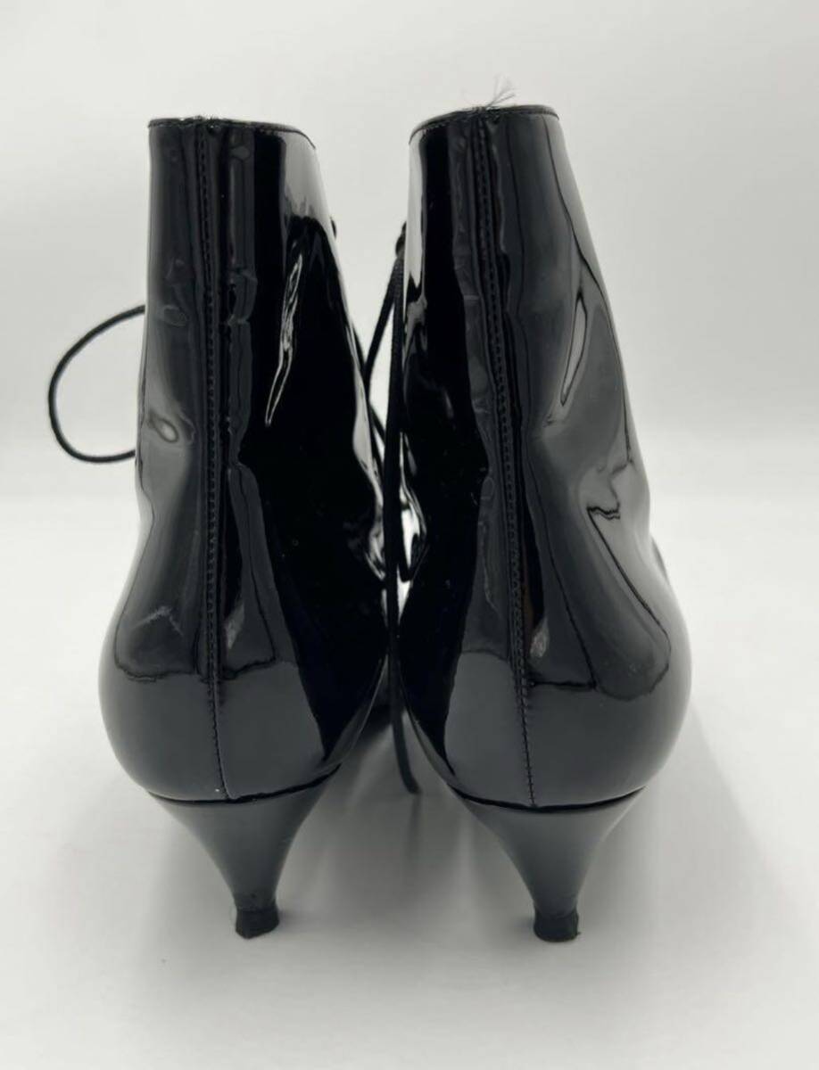 極美品サンローランパリ SAINT LAURENT PARIS アンクルブーツ ショートブーツ ポインテッドトゥ パテントレザー 靴 黒 ブラック 23cm 35.5_画像3