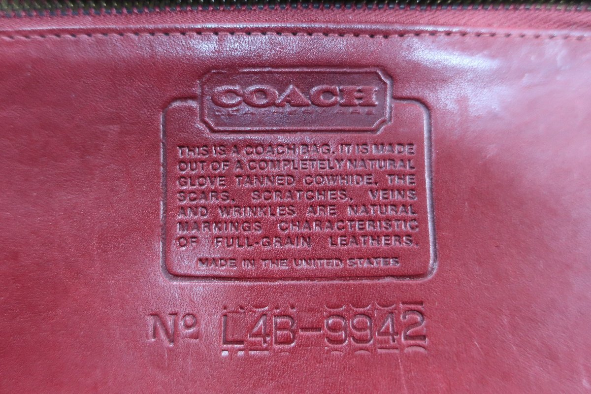 ★【B送900円】　197　COACH　コーチ　オールドコーチ　9942　２Wayバッグ　ショルダー　ハンド　USA製　レッド　ボルドー　_画像6