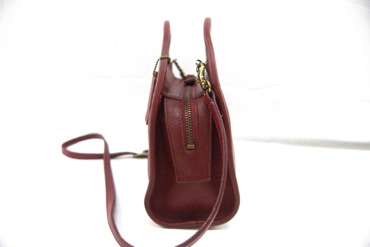 ★【B送900円】　197　COACH　コーチ　オールドコーチ　9942　２Wayバッグ　ショルダー　ハンド　USA製　レッド　ボルドー　_画像4