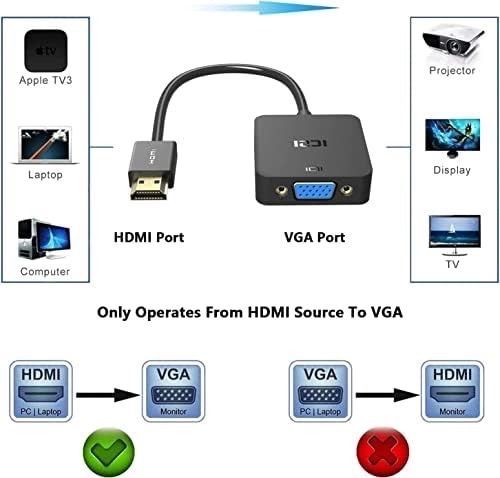 ICZI HDMI-VGA(D-SUB) 変換アダプタ ケーブル ブラック 