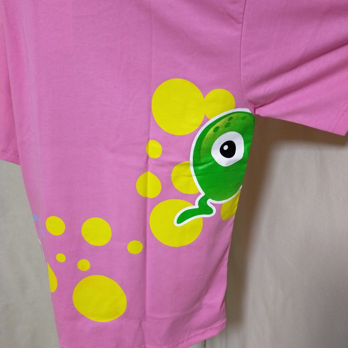 新品 ユニセックス 半袖Tシャツ 綿 Ｌサイズ プリント ピンク タグ付き クルーネック メンズ レディース