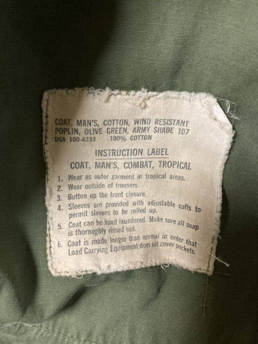米軍 ベトナム戦 ジャングルファティーグ上衣 ノンリップ 3rd 第一騎兵師団のパッチ サイズタグ欠損 サイズは画像確認願いますの画像5