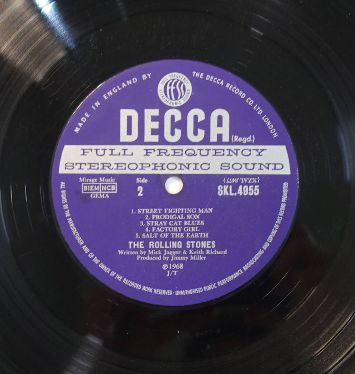 UK Original 初回 DECCA SKL 4955 1st Unboxed Label / Beggars Banquet / The Rolling Stones MAT: 1K/1Kの画像6