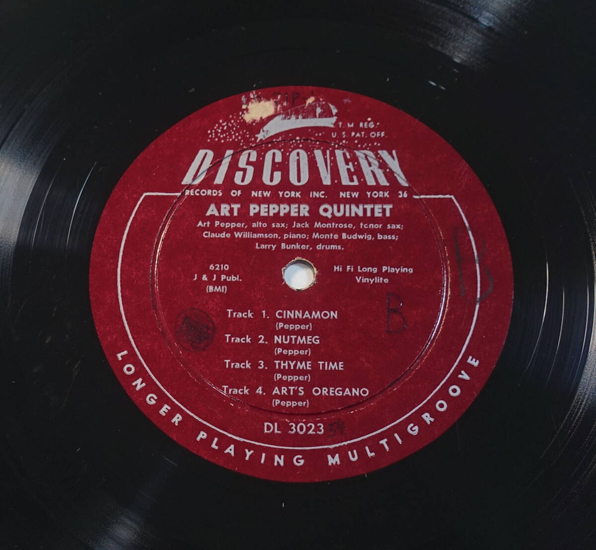 極美盤! US Discovery DL-3023 オリジナル Art Pepper Quintet DG/Flat Edgeの画像4