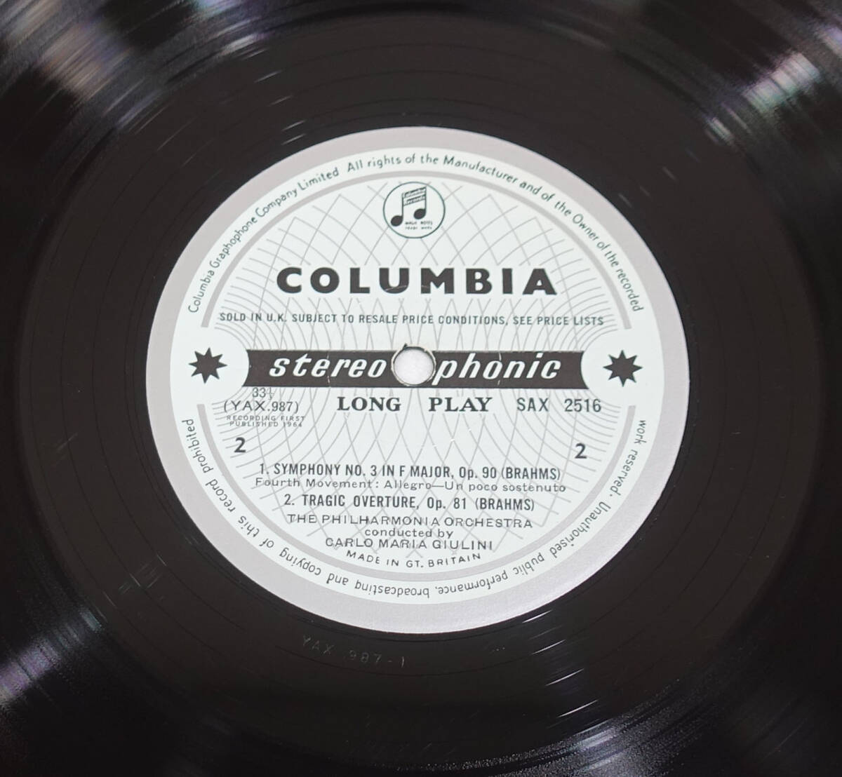 極美! 英Columbia SAX 2516 B&S ブラームス交響曲第3番 ジュリーニの画像5