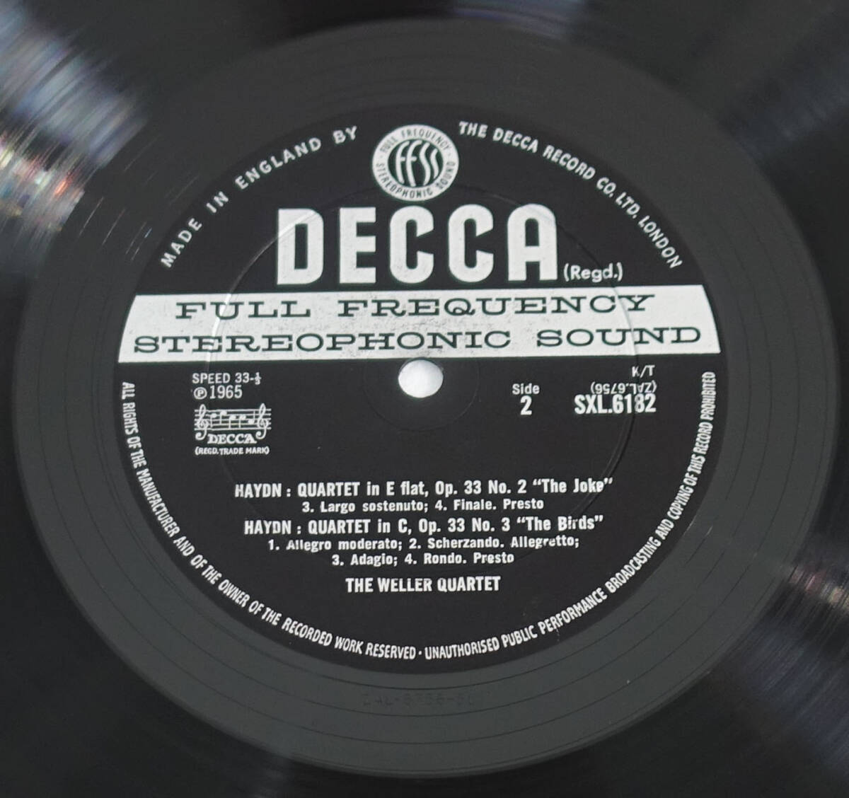 極美! 英DECCA SXL 6182 ED1 ハイドン: 弦楽四重奏 The Weller Quartetの画像5