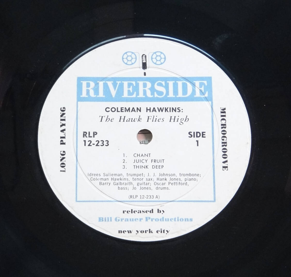 極美! US Riverside RLP 12-233 完全オリジナル The Hawk Flies High / Coleman Hawkins White&DGレーベル_画像3