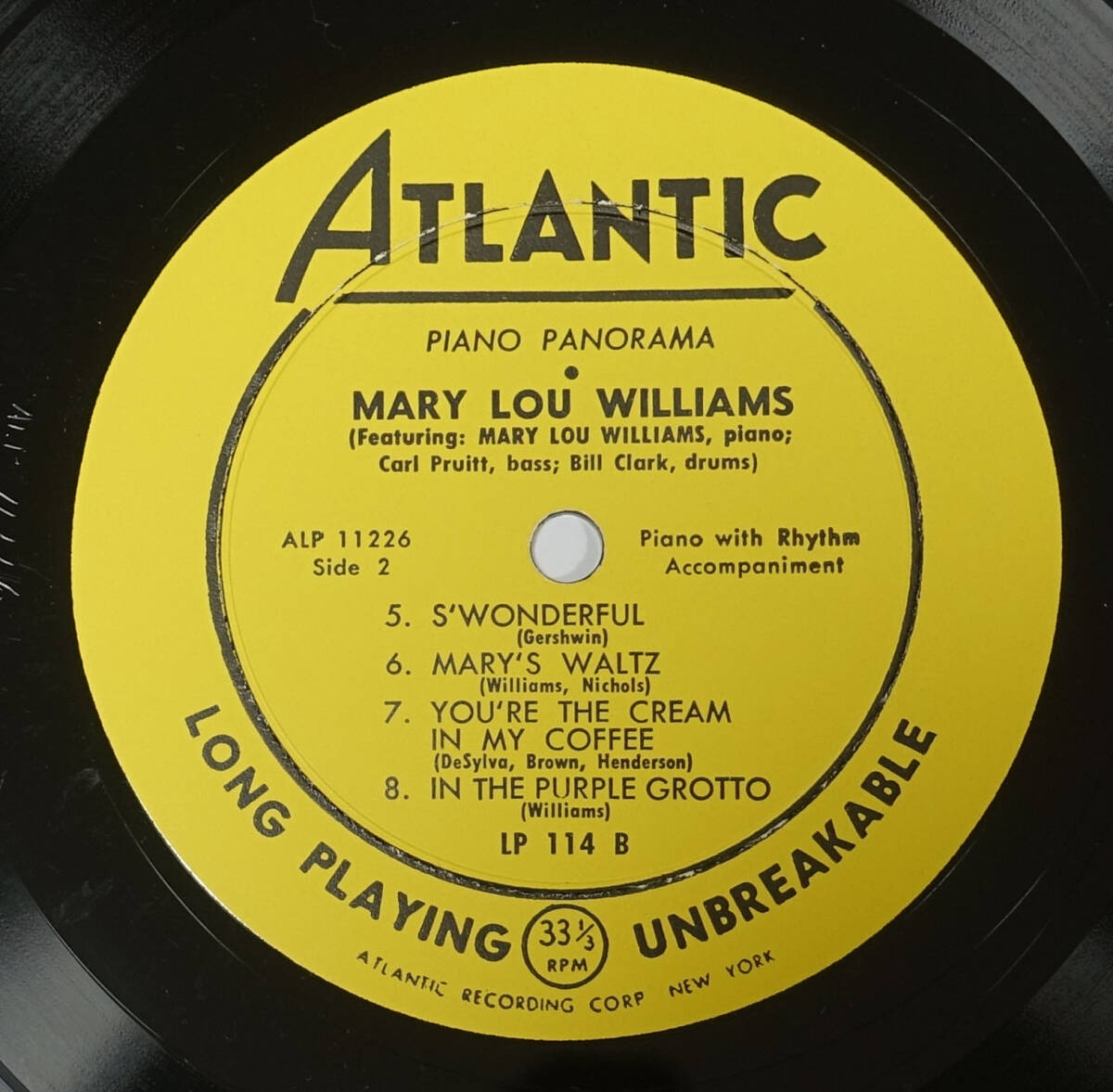 希少! 極美盤! US ATLANTIC 114 完全オリジナル Piano Panorama / Mary Lou Williams / Flat Edge_画像4