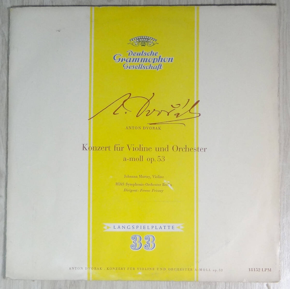 極美盤! 独DGG LPM LPM 18152 ドヴォルザーク: ヴァイオリン協奏曲 ヨハンナ・マルツィの画像1