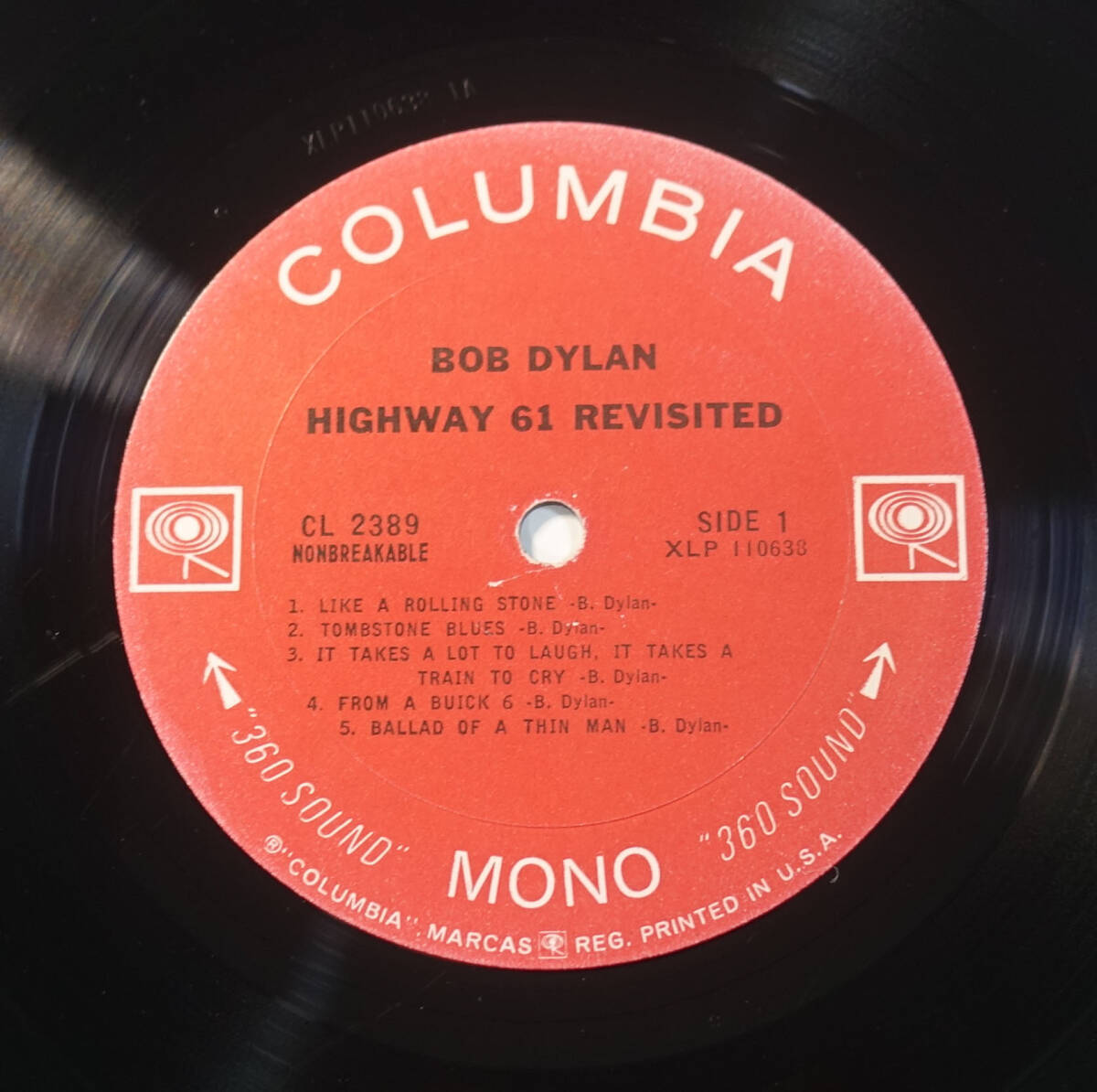 US Columbia MONO CL 2389 最初回 Highway 61 Revisited / Bob Dylan MAT: 1A/1A _画像3