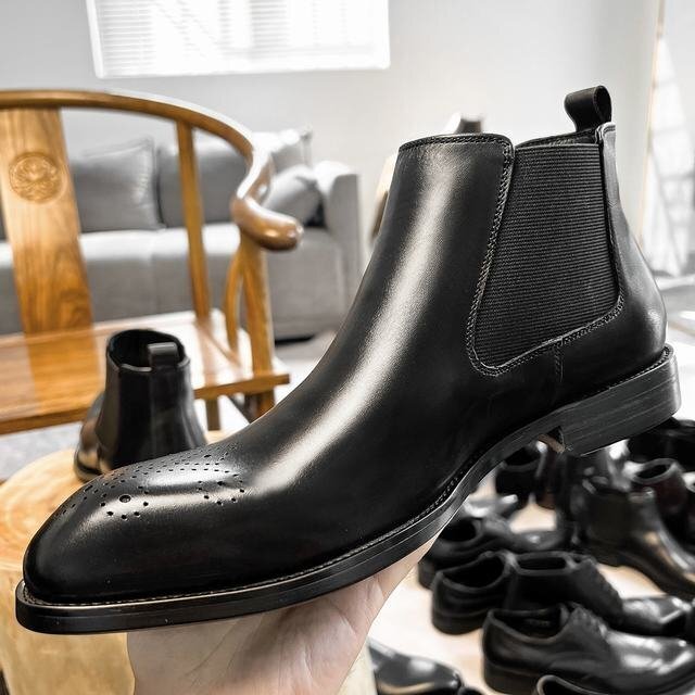 チェルシーブーツ　サイドゴアブーツ ブーツ メンズシューズ　牛革　ビジネスシューズ　イギリス風　革靴 本革　紳士靴　ブラック　26.5cm_画像3