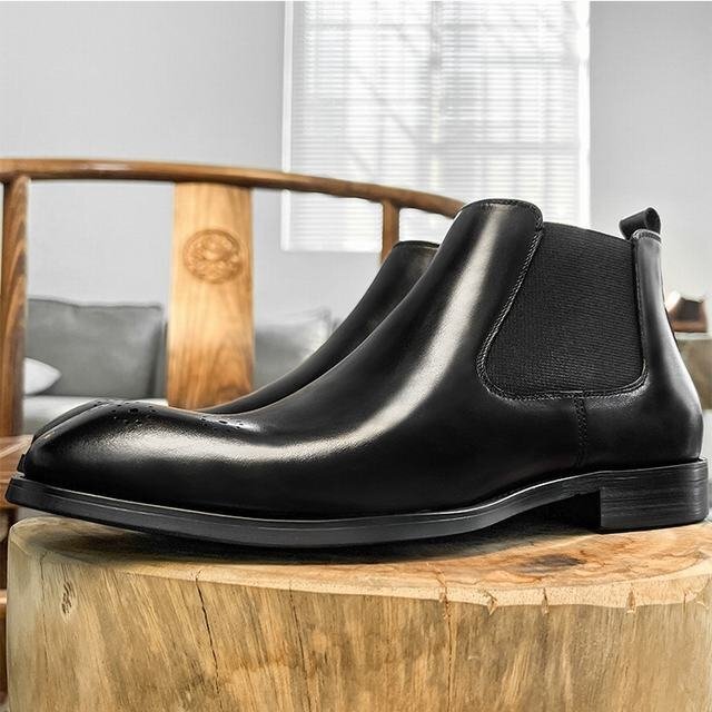 チェルシーブーツ　サイドゴアブーツ ブーツ メンズシューズ　牛革　ビジネスシューズ　イギリス風　革靴 本革　紳士靴　ブラック　26.5cm_画像1