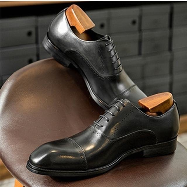 ビジネスシューズ　メンズシューズ　ロングノーズ　紐靴　牛革　本革　革靴　フォーマル　紳士靴　通勤　快適　ブラック　24.5cm_画像5