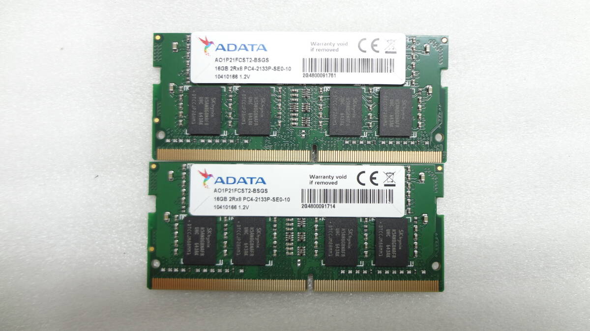  ддя ноутбука память ADATA 2R×8 PC4-2133P 16GB × 2 листов комплект б/у рабочий товар (w723)