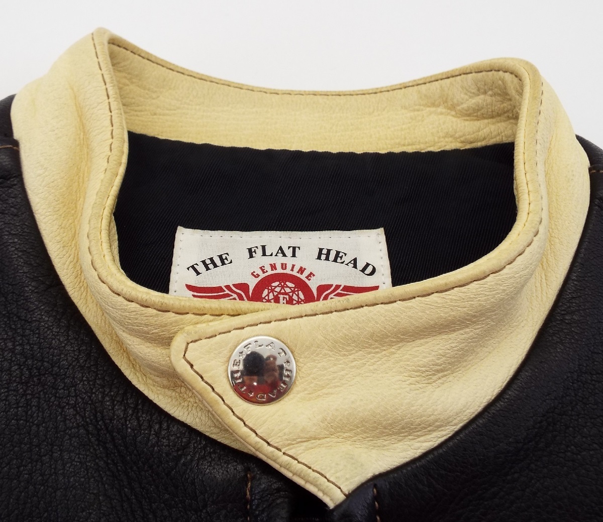 T1590〇THE FLAT HEAD(フラットヘッド)ディアスキン シングルライダース レザージャケット サイズ36 黒_画像7