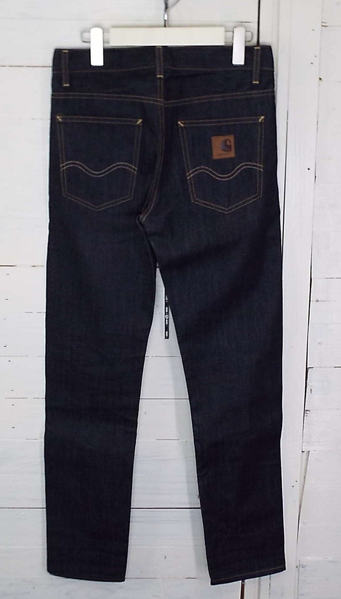 T2154〇Carhartt WIP(カーハート ダブリューアイピー)リジット デニムジーンズ TEXAS PANT II ボタンフライ インディゴ W28_画像2