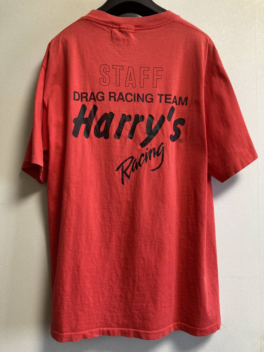80s 90s ヴィンテージ Harry's Racing ハリーズ ドラッグレース ドラッグマシン レーシング 半袖 スタッフ Tシャツ アメ車 ガレージ_画像2
