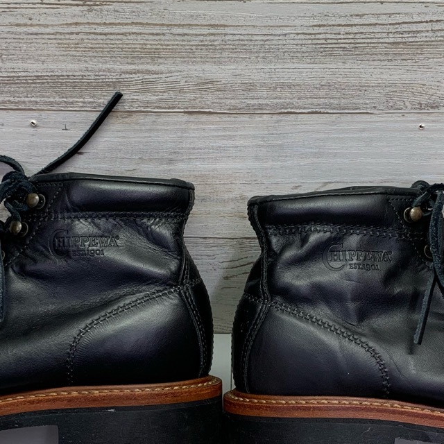 272-BY05) CHIPPEWA 1901G42 5-inch lace-to-toe field boots US8.5 チペワ フィールドブーツ モンキーブーツ ブラック 黒 Vibramソールの画像6