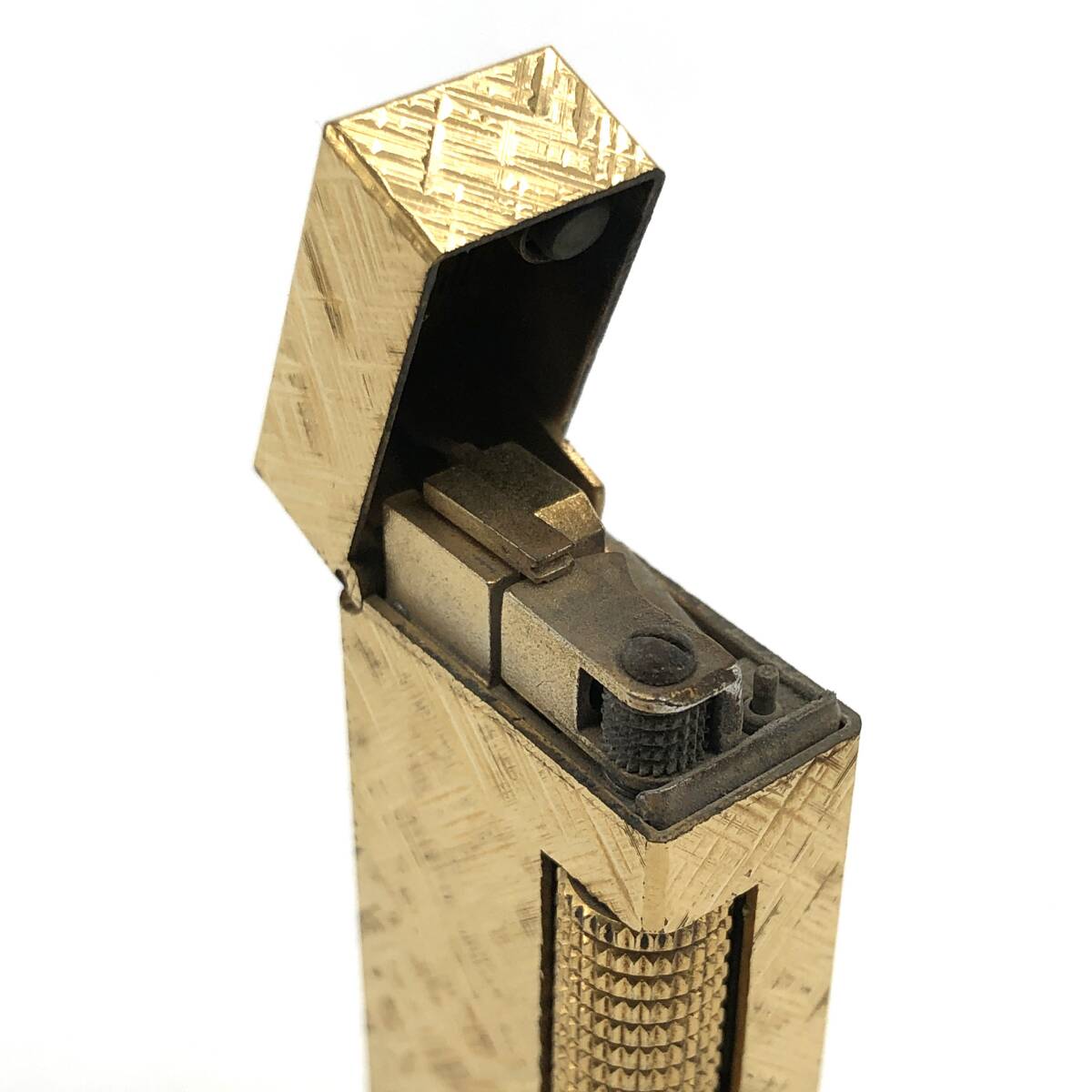 【着火確認】dunhill ダンヒル ガスライター クロスカット ゴールド ローラー式 スクエア 喫煙具 ライターの画像4
