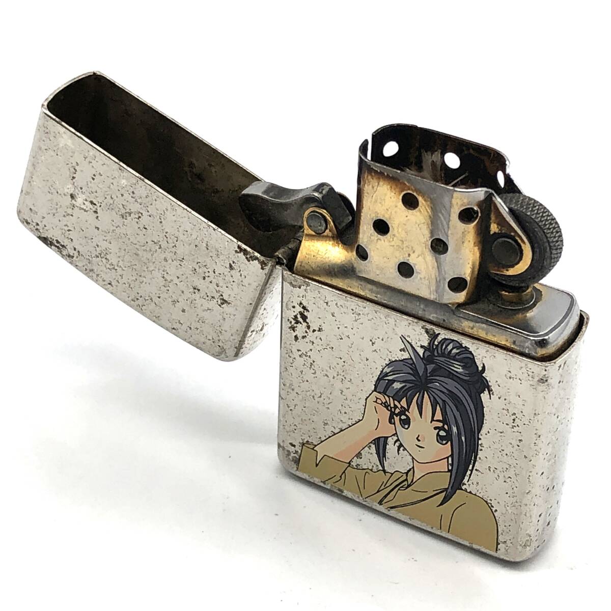 【動作未確認】ZIPPO ジッポ ときめきメモリアル 片桐彩子 KONAMI コナミ シルバーカラー オイルライター ＃(1996年製) 喫煙具_画像4