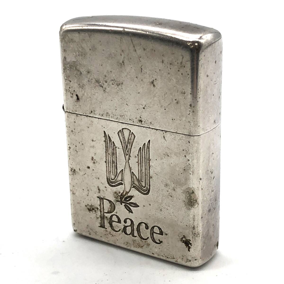 【動作未確認】ZIPPO ジッポ Peace ピース 煙草 シルバーカラー オイルライター #11(2011年製) 喫煙具 ライターの画像2