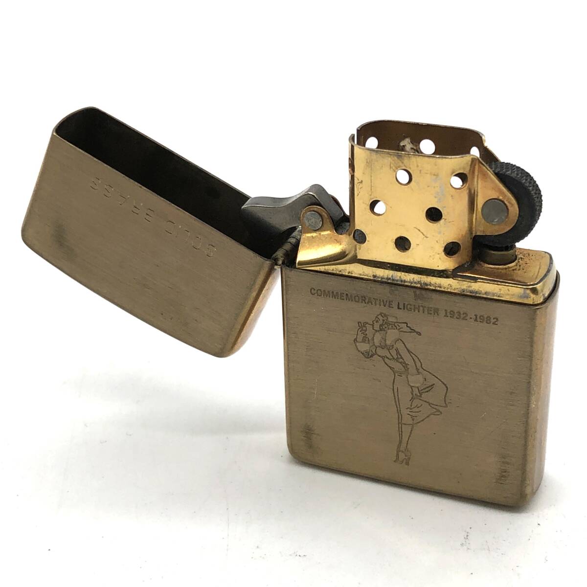 【火花のみ確認】ZIPPO ジッポ SOLID BRASS ウェンディ オイルライター ＃Ⅹ(1994年製) ゴールドカラー ソリッドブラス 喫煙具の画像4